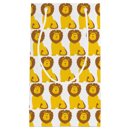 かわいい漫画ライオン動物動物園子供の誕生日パーティー スモールペーパーバッグ (正面)