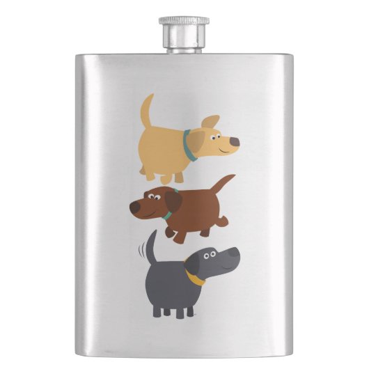 かわいい漫画ラブラドールの3つのフレーバークラシックフラスコ フラスク (正面)