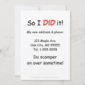 かわいい漫画リス動くアナウンスメントカード 案内状 (裏面)