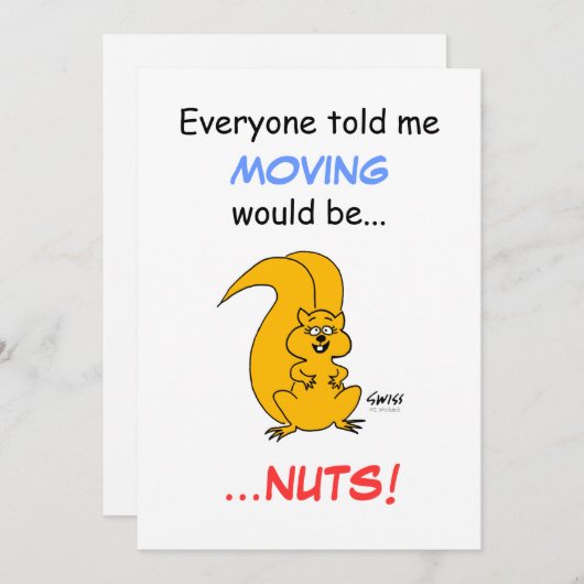 かわいい漫画リス動くアナウンスメントカード 案内状 (正面/裏面)