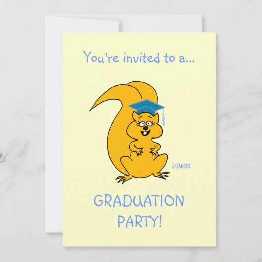 かわいい漫画リス野外卒業パーティーおもしろい 招待状 (正面)