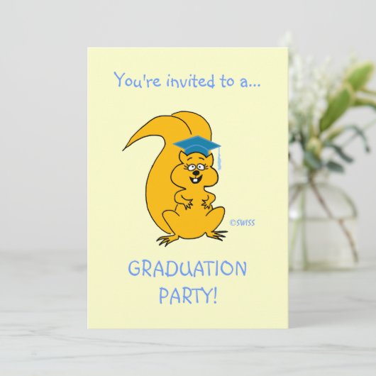 かわいい漫画リス野外卒業パーティーおもしろい 招待状 (スタンド正面)