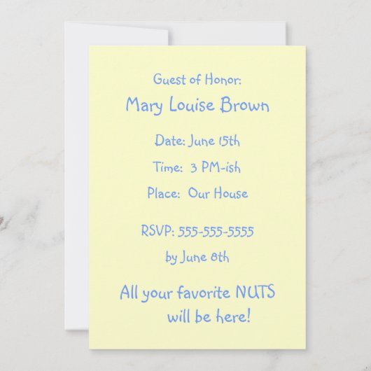 かわいい漫画リス野外卒業パーティーおもしろい 招待状 (裏面)