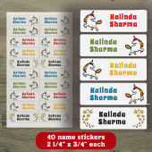 かわいい漫画レインボーユニコーン踊り学校名 ラベル