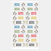 かわいい漫画レインボーユニコーン踊り学校名 ラベル (シート)