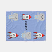 かわいい漫画ロボットロケット フリースブランケット (正面(横))