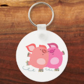 かわいい漫画ローラー – スケートで滑る豚キーチェーン キーホルダー (正面)
