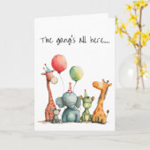 かわいい漫画予測できな動物の誕生日 カード (黄色い花)