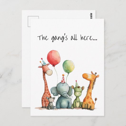 かわいい漫画予測できな動物の誕生日 ポストカード (正面/裏面)