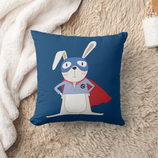 かわいい漫画動物のバニーウサギの英雄 クッション (ブランケット)