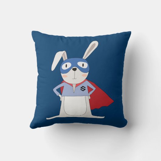 かわいい漫画動物のバニーウサギの英雄 クッション (裏面)