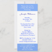 かわいい漫画動物の旗の男の赤ちゃんのシャワー 招待状 (裏面)