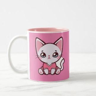 かわいい漫画子猫マグ ツートーンマグカップ