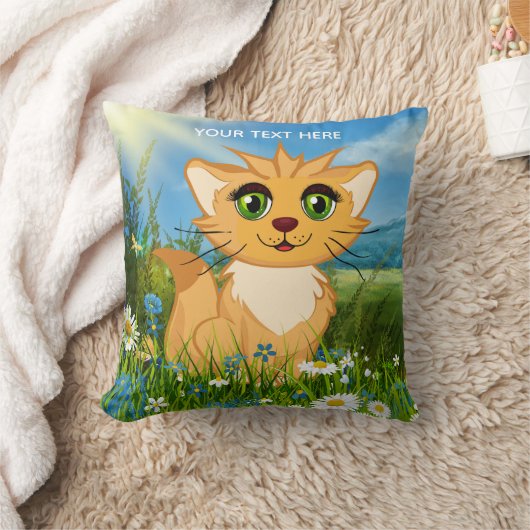 かわいい漫画子猫春枕 クッション (ブランケット)