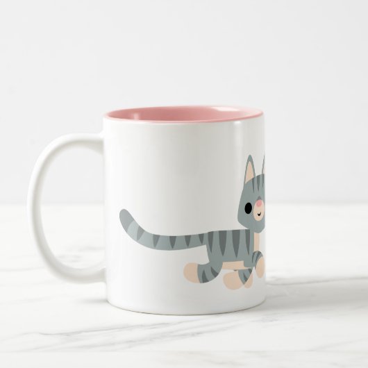 かわいい漫画子猫 ツートーンマグカップ (左)