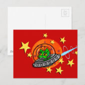 かわいい漫画宇宙キティ猫横はがき ポストカード (正面/裏面)