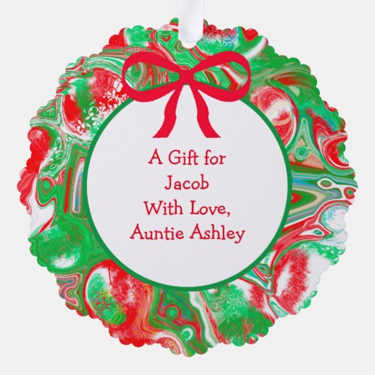 かわいい漫画小妖精や小人パーソナライズされたギフトラベル オーナメントカード (裏面)