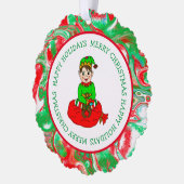 かわいい漫画小妖精や小人パーソナライズされたギフトラベル オーナメントカード (左)