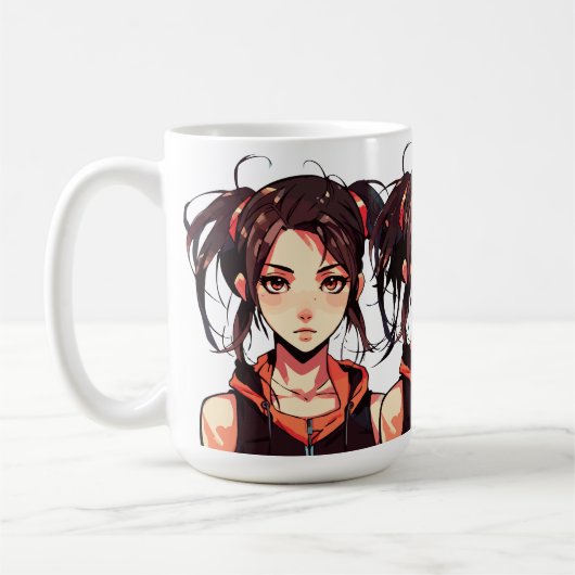かわいい漫画少女: アニメベクターイラスト コーヒーマグカップ (左)