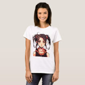 かわいい漫画少女: アニメベクターイラスト Tシャツ (正面フル)