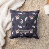 かわいい漫画幽霊ブルドッグパンプキンハロウィーン クッション (ブランケット)