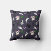 かわいい漫画幽霊ブルドッグパンプキンハロウィーン クッション (裏面)