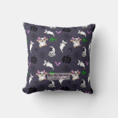 かわいい漫画幽霊ブルドッグパンプキンハロウィーン クッション (正面)