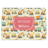 かわいい漫画建築車 ラージペーパーバッグ (正面)