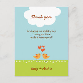 かわいい漫画愛鳥(日)の結婚 サンキューカード