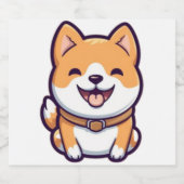 かわいい漫画柴犬 スパークリングワインラベル (シングルラベル)