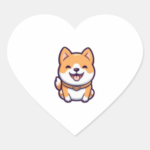 かわいい漫画柴犬 ハートシール