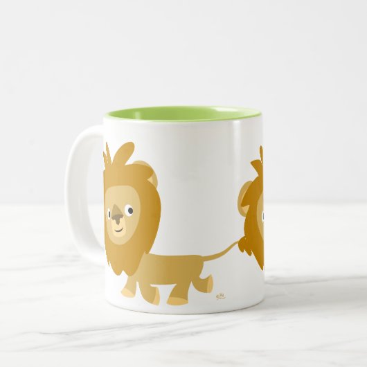 かわいい漫画歩くライオンマグ ツートーンマグカップ (正面左)