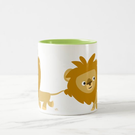 かわいい漫画歩くライオンマグ ツートーンマグカップ (中央)