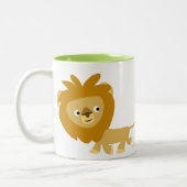 かわいい漫画歩くライオンマグ ツートーンマグカップ (左)