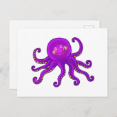 かわいい漫画水中競技紫タコ海動物 ポストカード (正面/裏面)