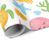 かわいい漫画海シーライフシーシェルヒトギフト ラッピングペーパー (ロールコーナー)