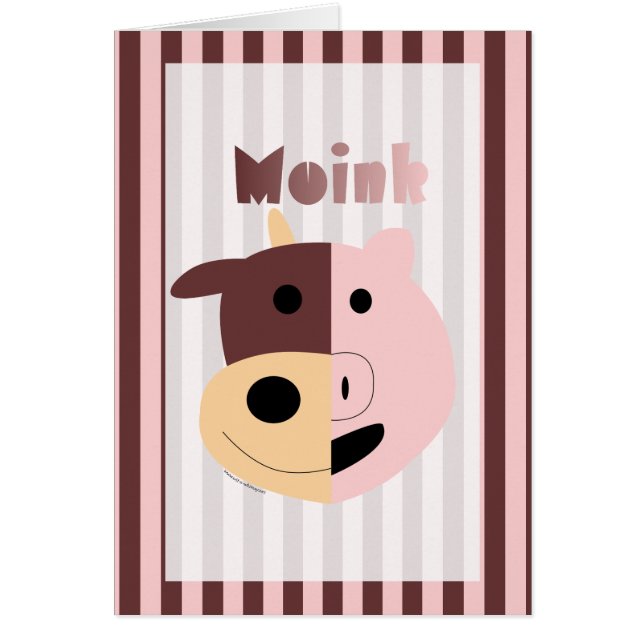 かわいい漫画牛 + ブタ= Moinkカード (正面)