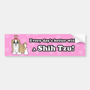 かわいい漫画犬のシーズー(犬)のTzuのバンパーステッカー バンパーステッカー