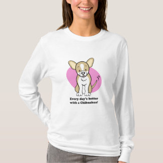 かわいい漫画犬のチワワの長袖 Tシャツ