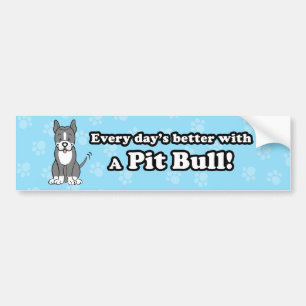 かわいい漫画犬のピットブルのバンパーステッカー バンパーステッカー