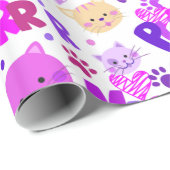 かわいい漫画猫パターン ラッピングペーパー (ロールコーナー)