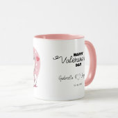 かわいい漫画猫好きハートバレンタインデー マグカップ (正面右)