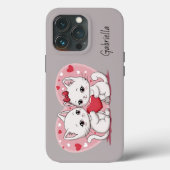 かわいい漫画猫好きハートバレンタインデー Case-Mate iPhoneケース (裏面)
