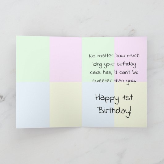 かわいい漫画男の赤ちゃん1歳の誕生日 カード (内部)