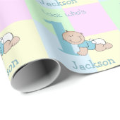 かわいい漫画男の赤ちゃん1stバースデーカード ラッピングペーパー (ロールコーナー)