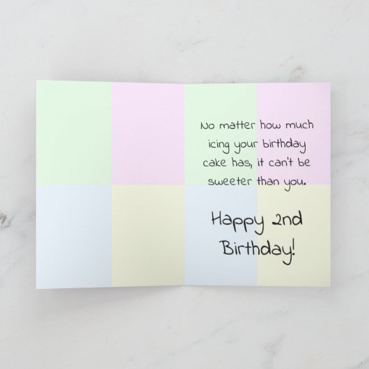 かわいい漫画男の赤ちゃん2nd誕生日 カード (内部)