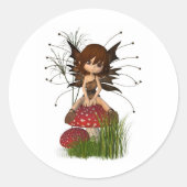 かわいい漫画秋の妖精とトースツール ラウンドシール (正面)