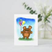 かわいい漫画誕生日ベアポストカード ポストカード (スタンド正面)