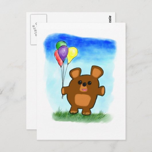 かわいい漫画誕生日ベアポストカード ポストカード (正面/裏面)