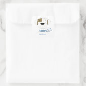 かわいい漫画誕生日犬 スクエアシール (バッグ)